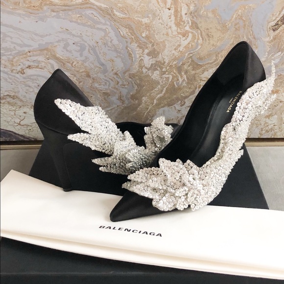 New Balenciaga Talin Slash Crystal BlackPump Heels - Picture 2 of 8
